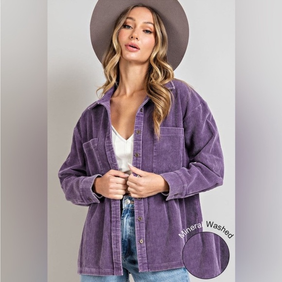 NWT!  Purple corduroy shacket, size women's small - Picture 2 of 9